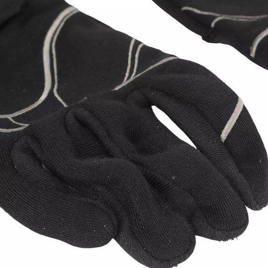 Black Fernando Alonso 2015 F1 Race gloves with gray accents on a white background