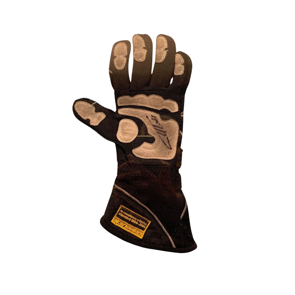 Brown leather Fernando Alonso 2017 F1 Race glove with a visible brand label on a white background