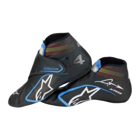 Black Fernando Alonso 2021 F1 Race shoes visor with branding on a white background