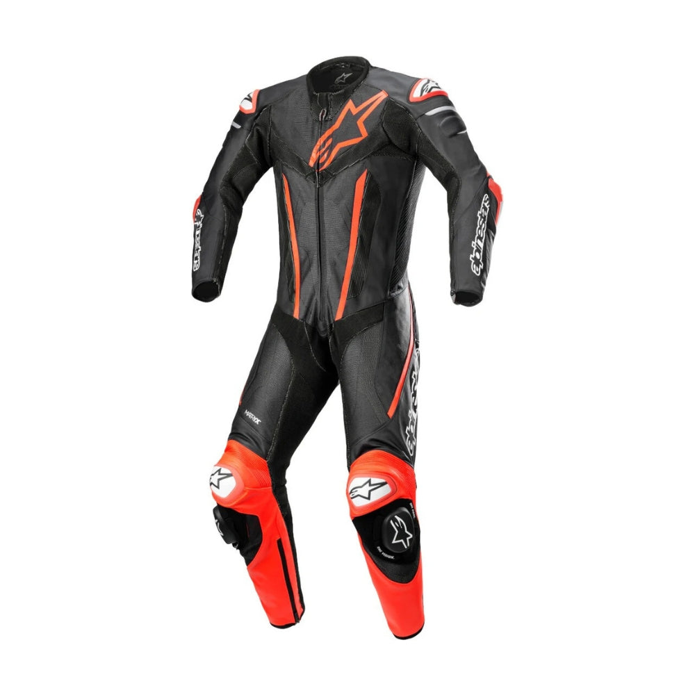 Fusion One-Piece Motorcycle Leather Racing Suit Black and Red