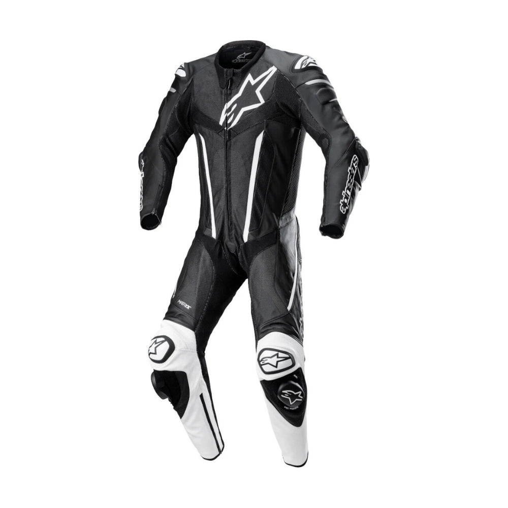 Fusion One-Piece Motorcycle Leather Racing Suit Black and White