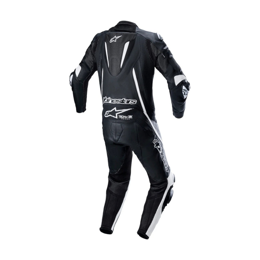 Fusion One-Piece Motorcycle Leather Racing Suit Black and White