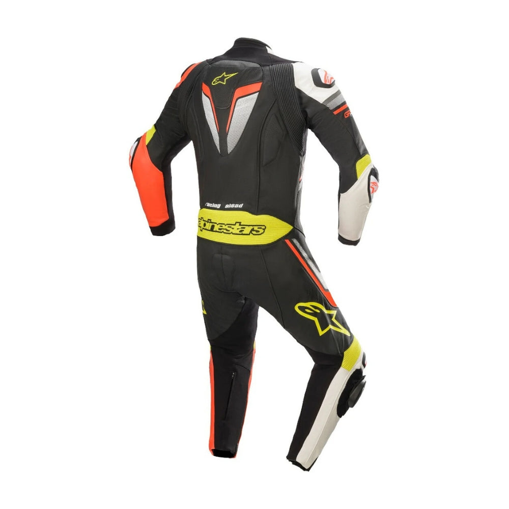 GP Plus V3 One-Piece Motorcycle Leather Racing Suit Orange and Black