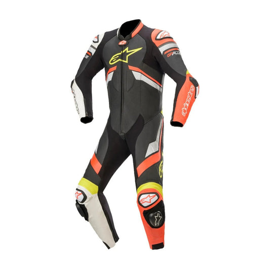 GP Plus V3 One-Piece Motorcycle Leather Racing Suit Orange and Black