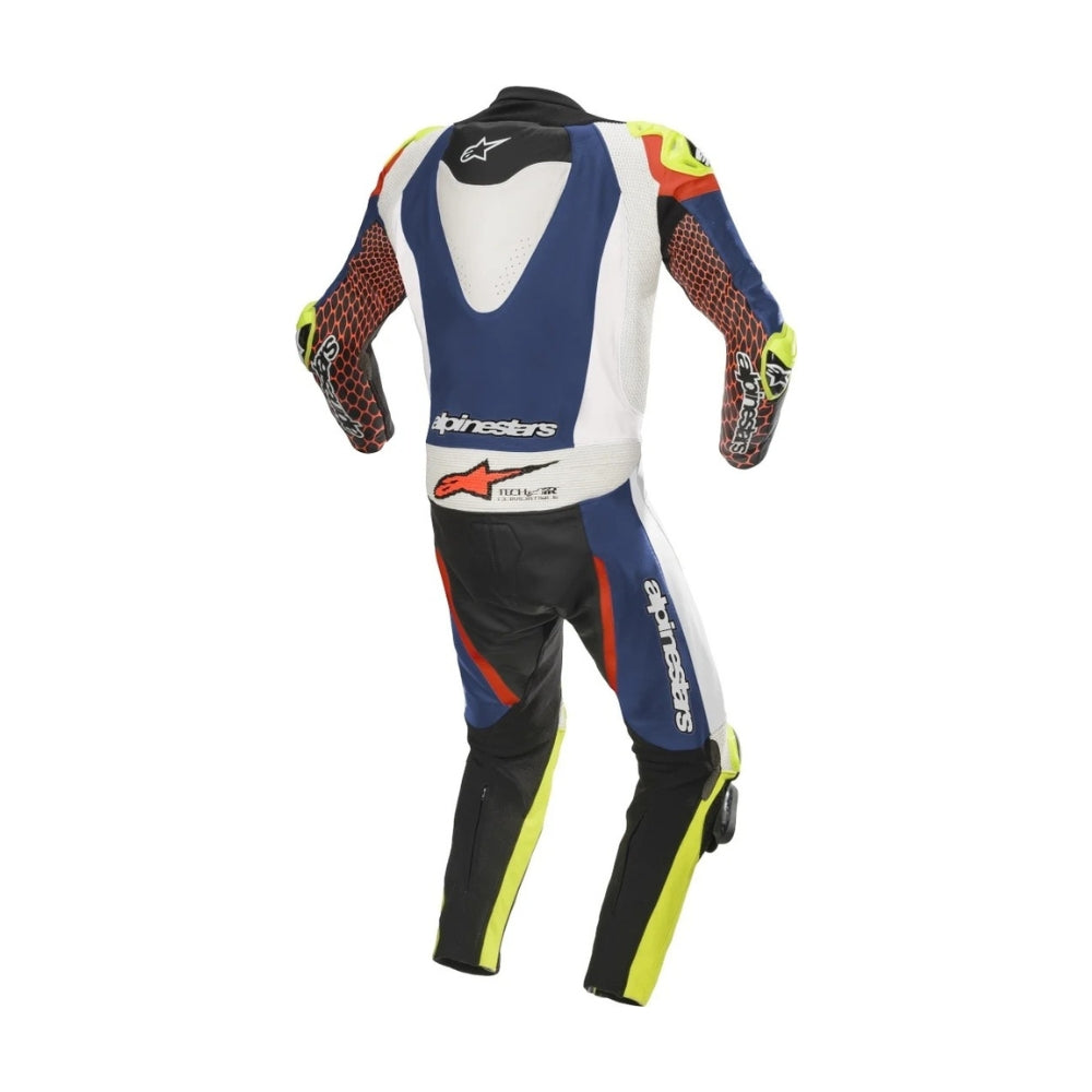 GP Tech V3 One-Piece Perforated Motorcycle Leather Suit Blue and White