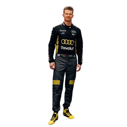  Nico Hulkenberg wearing a Audi monaco GP racing suit with various sponsor logos with Front View