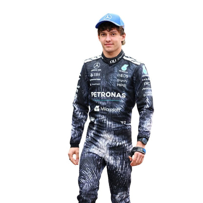  Andrea Kimi Antonell wearing a Mercedes Japanese GP racing suit with various sponsor logos with Close View