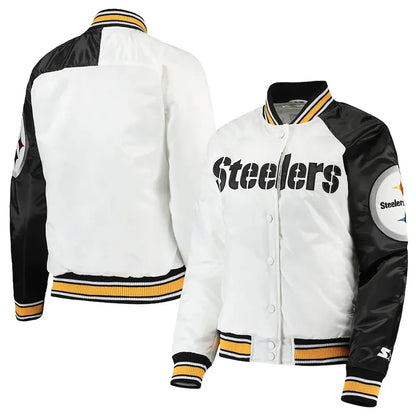 Hometown Pittsburgh Steelers White/Black Satin Jacket