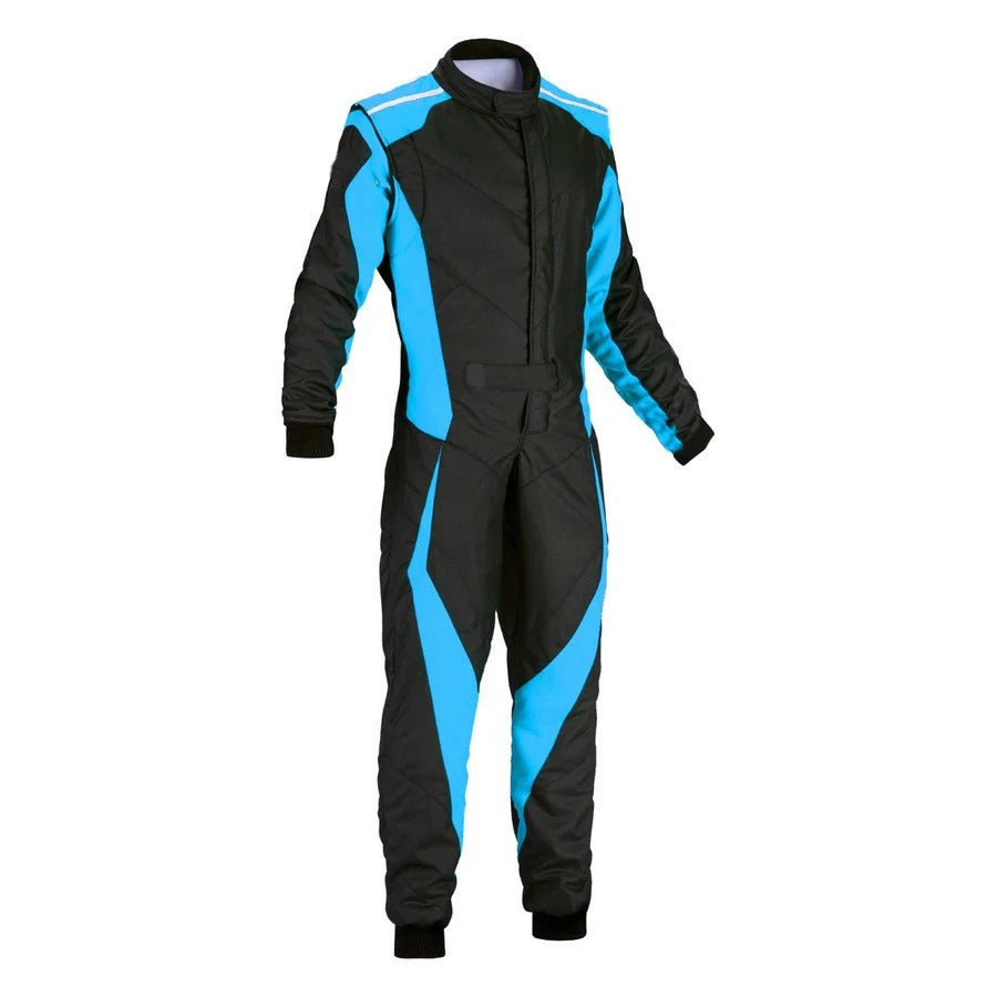 Black and Blue Go-Kart Driver Racing Outfit