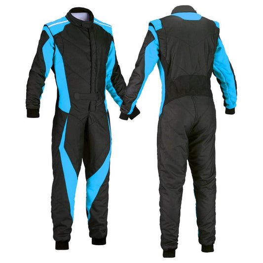 Black and Blue Go-Kart Driver Racing Outfit