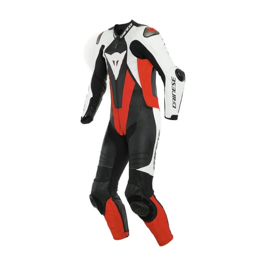 Laguna Seca 5 One-Piece Perforated Black and White ,Red Motorcycle Leather Suit