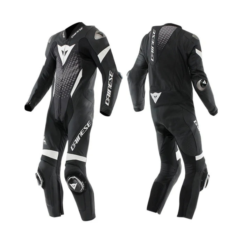 Laguna Seca 6 One-Piece Black and White Motorcycle Leather Suit
