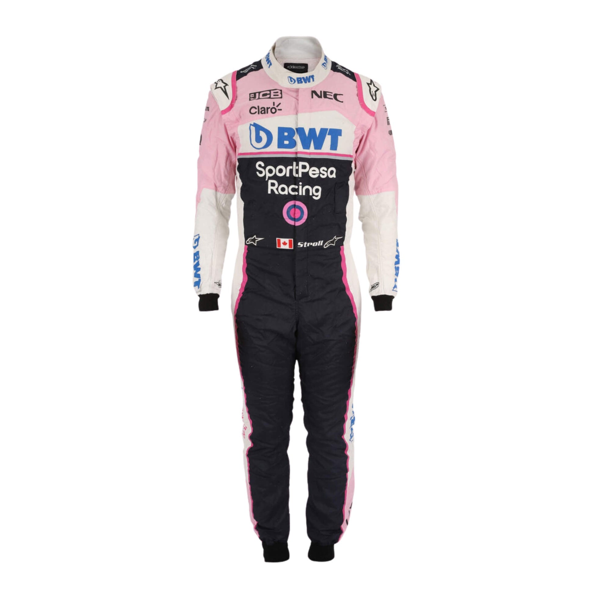 Lance Stroll 2019 F1 suit – front view featuring a sleek, modern design with performance-ready detailing