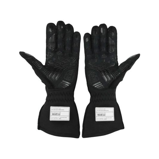 Pair of black Lando Norris 2020 F1 race gloves with brand label on a white background