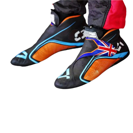 Lando Norris 2022 F1 race Shoe with Union Jack design on a white background