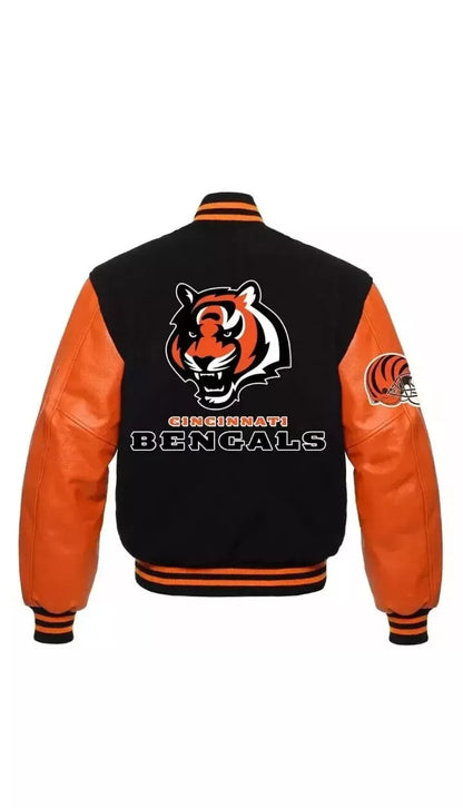 Letterman Cincinnati Bengals Super Bowl Varsity Jacket Wool & Leather