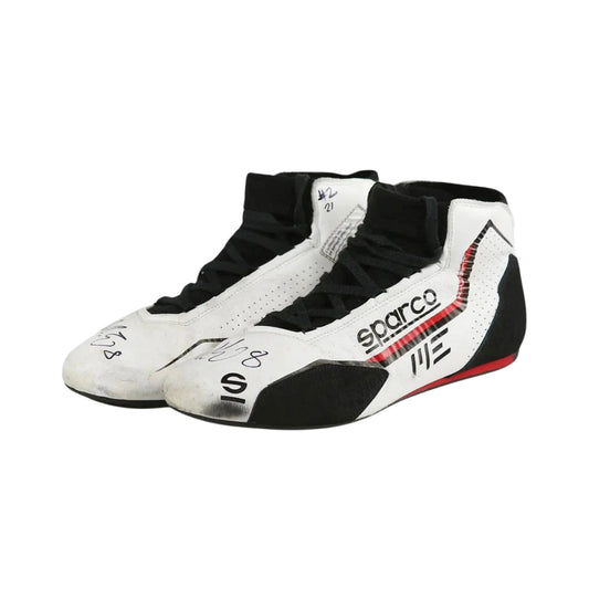 Pair of Sparco Marcus Ericsson 2021 Indy 500 Race shoes on a white background