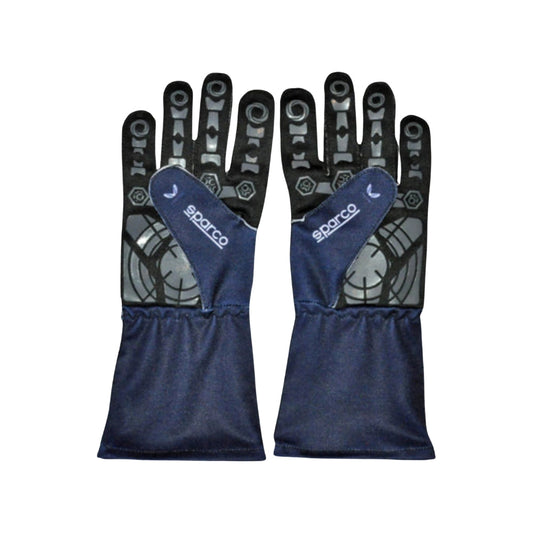 Pair of Sparco Max Verstappen 2023 F1 race gloves on a white background