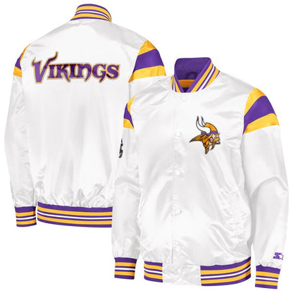 Men's Minnesota Vikings Starter White Satin Full-Snap Varsity Jacket