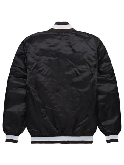 CLEVELAND BROWNS SATIN  VARSITY JACKET - BLACK