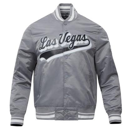 NFL LAS VEGAS RAIDERS SCRIPT TAIL MEN'S RIB SATIN JACKET