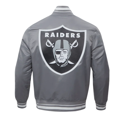 NFL LAS VEGAS RAIDERS SCRIPT TAIL MEN'S RIB SATIN JACKET