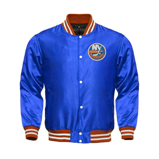 New York Islanders Satin Varsity Full Snap Jacket