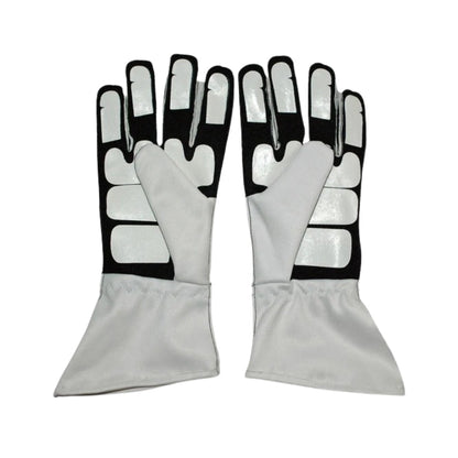 Pair of white Nico Rosberg 2016 F1 Race gloves with black and gray accents on a white background