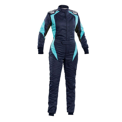 OMP FIRST ELLE Navy Blue/Light Blue Women's Go Kart Racing Suit - STORMX GEAR