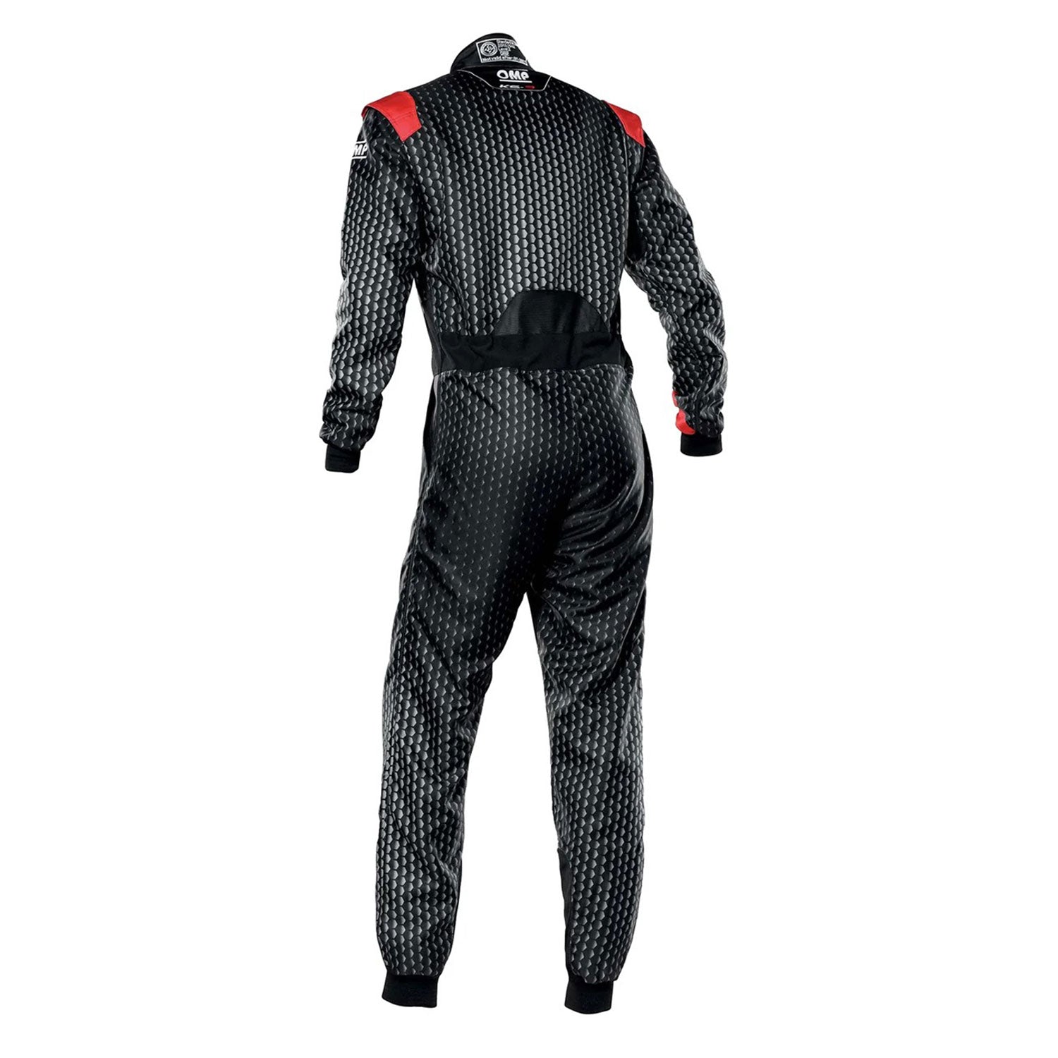 Back View of OMP KS-3 ART Go Kart Racing Suit - Black/Red - STORMX GEAR