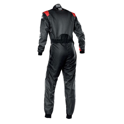 Back View of OMP KS-3 ART Go Kart Racing Suit - Black/Red - STORMX GEAR