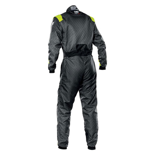 Back View of OMP KS-3 ART Go Kart Racing Suit - Black/Yellow - STORMX GEAR