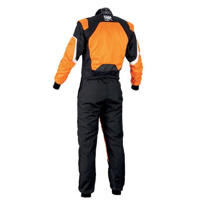 Back View of OMP KS-3 FLUO Orange Go Kart Racing Suit - STORMX GEAR