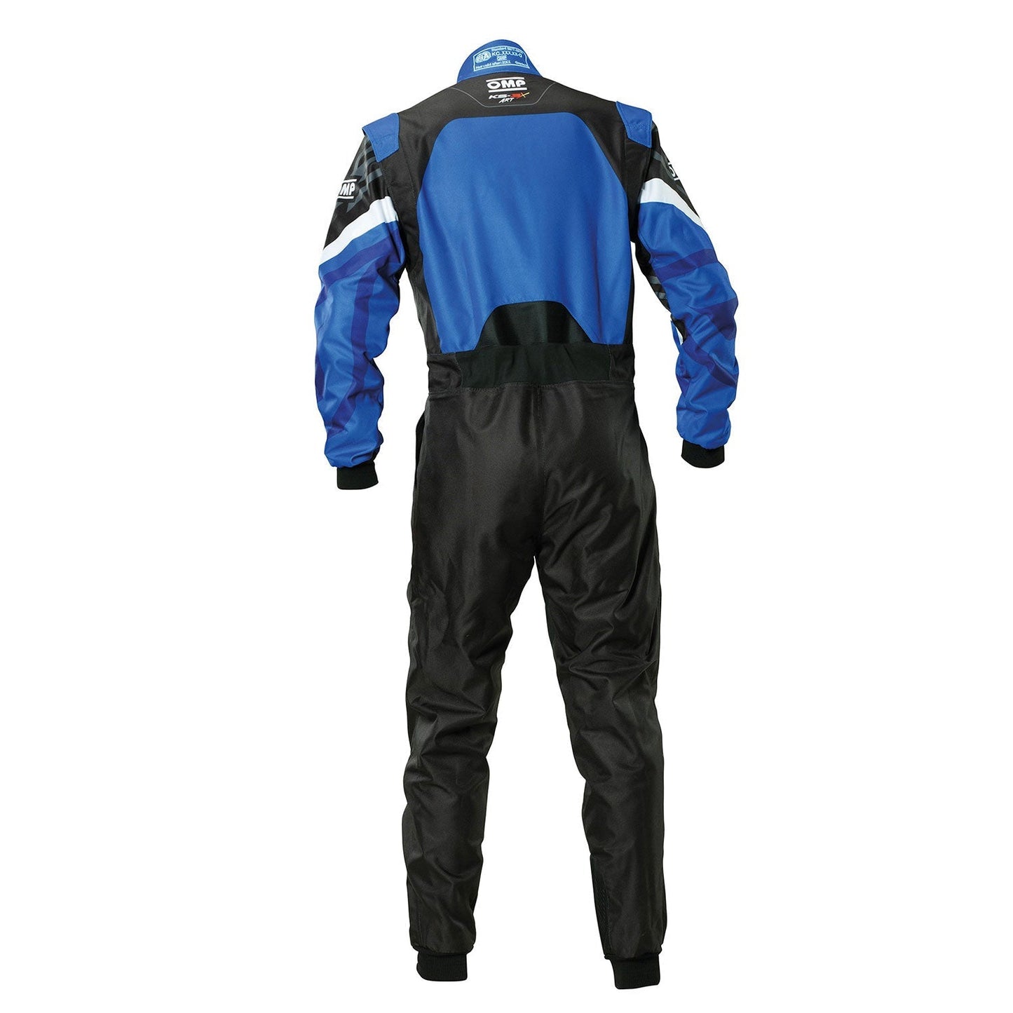 Back View of OMP KS-3X ART Style 1 Blue/Black Karting Suit - STORMX GEAR