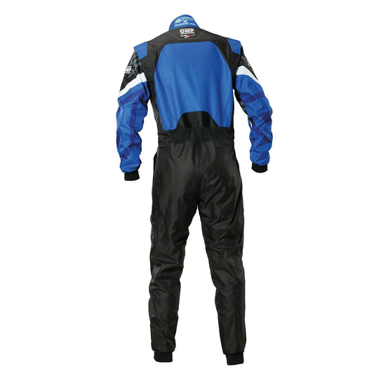 Back View of OMP KS-3X ART Style 1 Blue/Black Karting Suit - STORMX GEAR