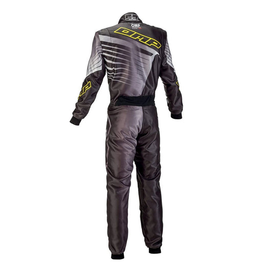 Bck View of OMP KS 1-R Gray, Black Karting Suit - STORMX GEAR