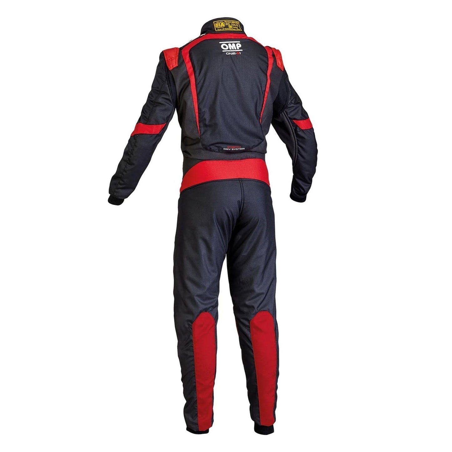 Back View of OMP ONE-S1 Black Red Go Kart Racing Suit - STORMX GEAR