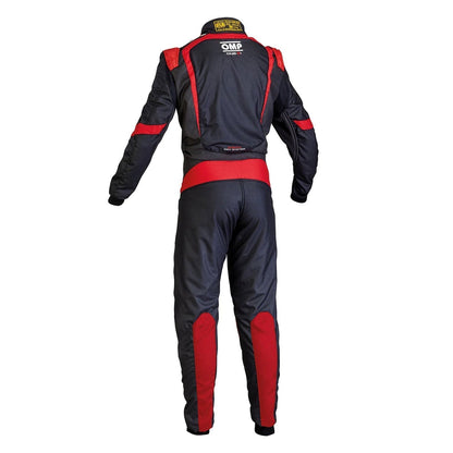 Back View of OMP ONE-S1 Black Red Go Kart Racing Suit - STORMX GEAR