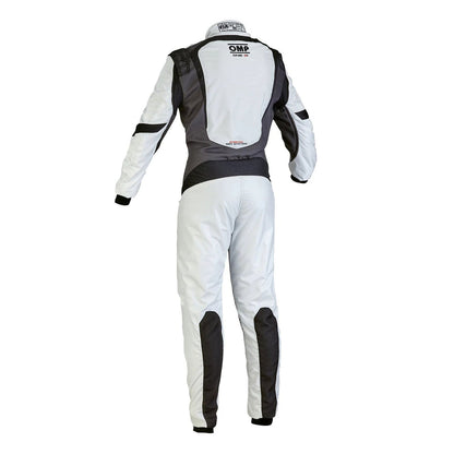 Back View of OMP ONE-S1 White Black Go Kart Racing Suit - STORMX GEAR
