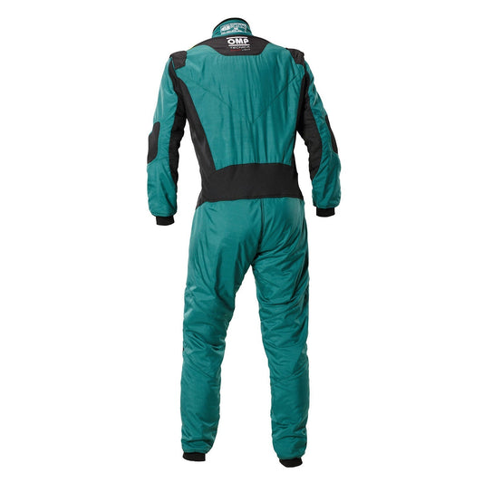 Back View of OMP Tecnica Go-Kart Racing Suit - Teal - STORMX GEAR