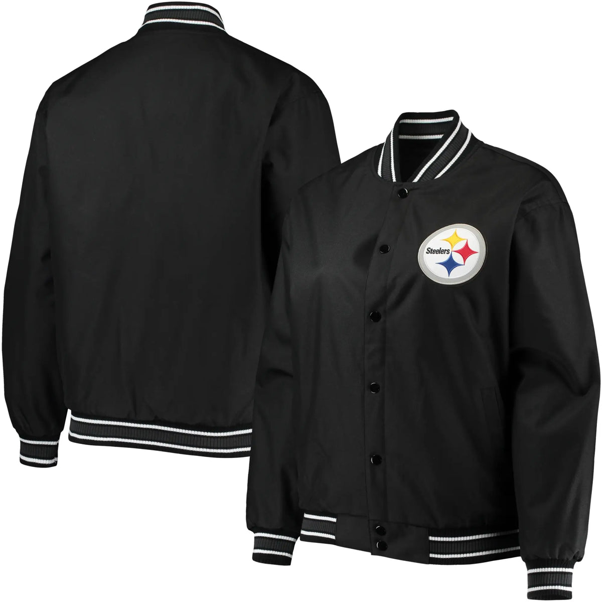 Pittsburgh Steelers Satin Varsity Black Jacket