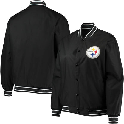 Pittsburgh Steelers Satin Varsity Black Jacket