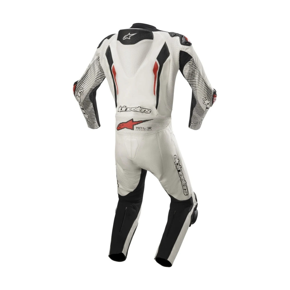 Racing Absolute One-Piece Perforated White Motorcycle Leather Racing Suit