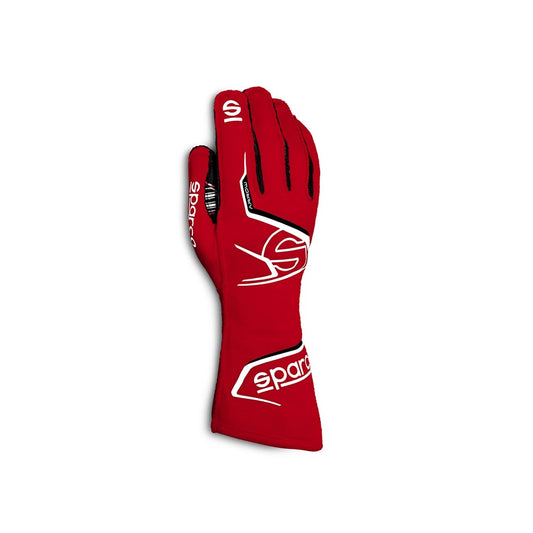 Sparco Arrow-K Red kart race glove with white branding on a white background