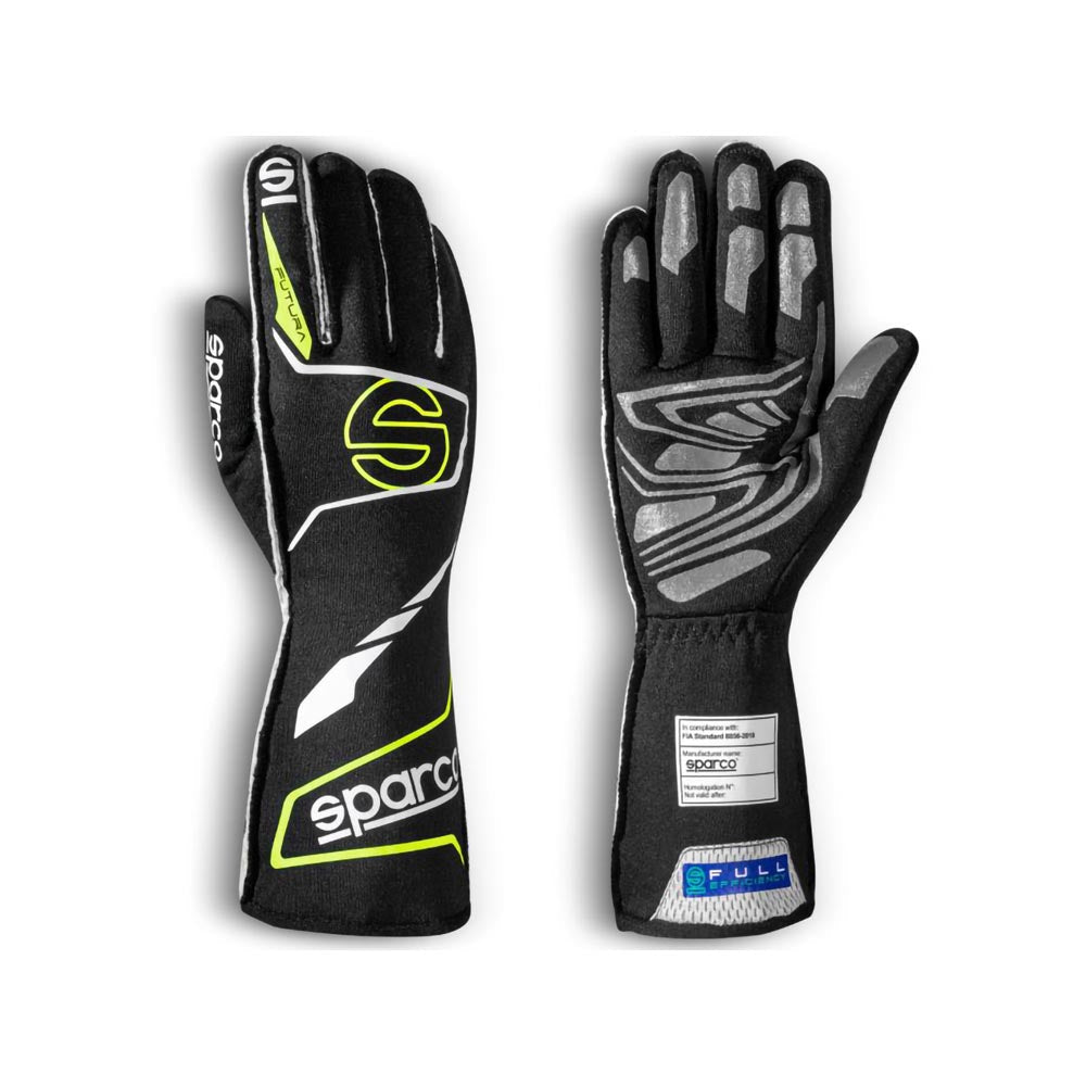 Pair of Sparco Futura race gloves on a white background