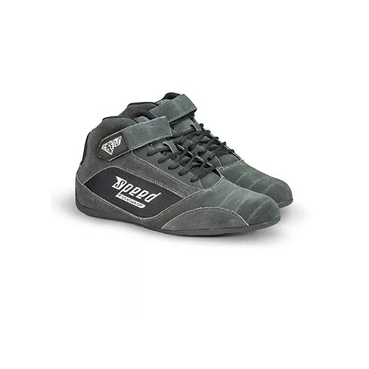 Gray high-top Speed Milan KS-2 Race shoes with a brand logo on a white background