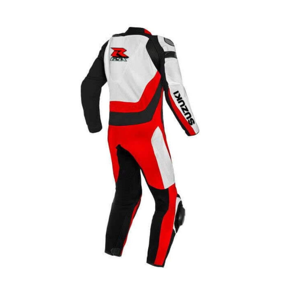 Suzuki GSXR Red and White Motorcycle Leather Racing Suit