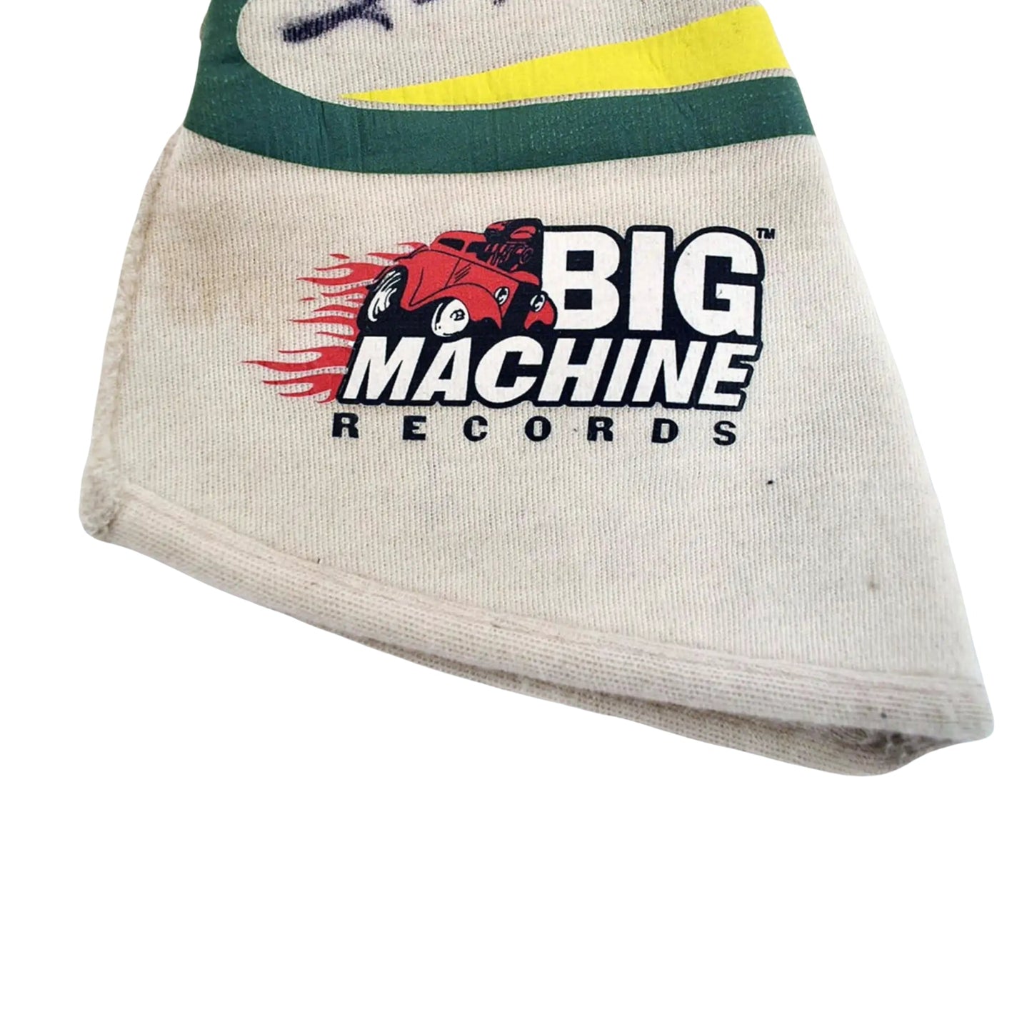 Tony Kanaan's 2017 IndyCar race gloves with Big Machine Records logo on a white background
