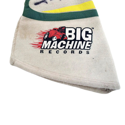 Tony Kanaan's 2017 IndyCar race gloves with Big Machine Records logo on a white background