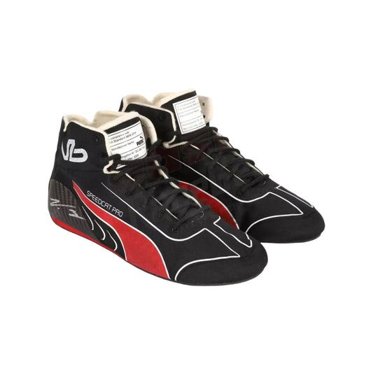 Black and red Valtteri Bottas 2022 F1 racing shoes with 'VB' branding on a white background